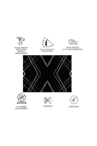 Tink Kendinden Yapışkanlı Siyah Asorti Desenli Pvc Panel 41x62 Cm