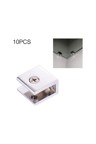 Sones 10 Adet Çinko Alaşımlı Parlak Sabit Braket Bağlantı Kare Cam Sabitleme Kelepçesi, Boyut: S