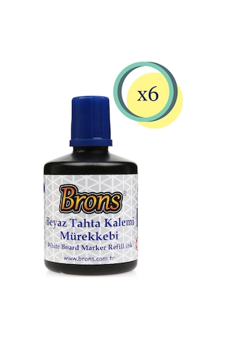 Brons Beyaz Tahta Kalemi Mürekkebi 100 Cc 6 Adet Mavi