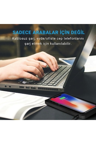 Coofbe Tüm Araçlara Uyumlu 15w Kablosuz Şarj Pedi Araç İçi Kablosuz Şarj Araç Şarjı Masaüstü Şarj Ped