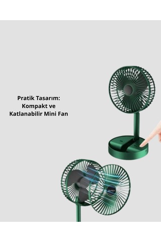 Katlanabilir Mini Fan 3 Kademeli Soğutma, Şarjlı Najmaddin