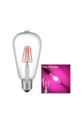 4 W Pembe Işık 4 Flamanlı Rustik E27 Duy Led Ampül Renkli 1 Adet
