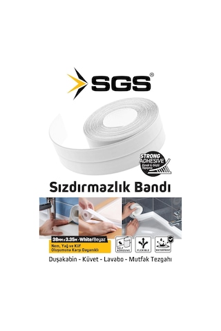 Sgs 1241 Küf Tutmaz Duşakabin Küvet Lavabo Su Sızdırmazlık Bandı 38mm X 3.35m