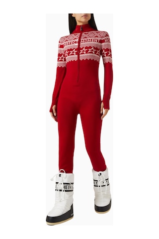Perfect Moment Star Intarsia Merino Yün Tulum, Lüks Kış Stili Ve Fonksiyonel Şıklık Kayak Montu Kırmızı