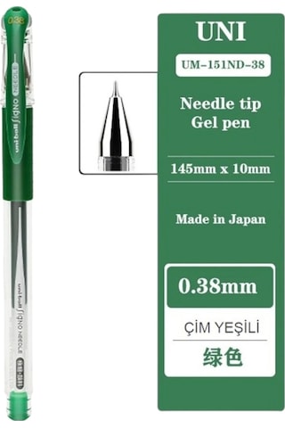 Uniball Signo Needle 0.38 İğne Uçlu Jel Kalem Çim Yeşili Üç Adet