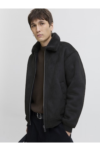 Jack Jones Erkek Yakası Kürklü Bomber Ceket 12282444 Siyah