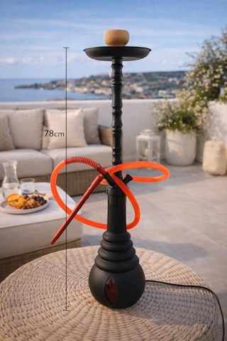 Hdmarketim Cam Hazneli Uzun Nargile Takımı Modern Tasarım 78 Cm