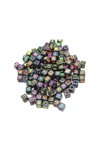 Harf Boncuk Akrilik Küp 10 Mm 250 Gr Siyah