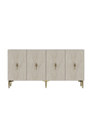 Ka1527btg Salkım Konsol Ve Tv Sehpası Beyaz-traverten-gold 150cm
