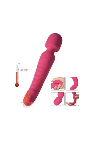 Pembe Tilki Çift Taraflı Wand Vibratör Kırmızı