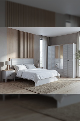 Taiga 6 Kapaklı 2 Çekmeceli Gardırop/dolap 206x210x52 Cm Buz Gri Country Tasarım