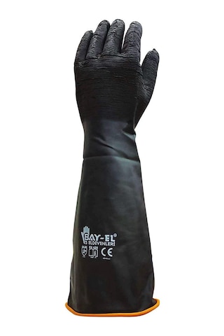Bay-el El460 Siyah Kauçuk Pütürlü Uzun Eldiven Xl 60 Cm