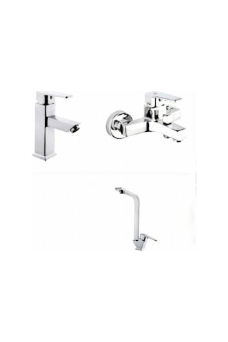 Tema Kare Batarya Seti Eviye, Banyo, Kısa Lavabo Bataryası 61010 - 61011-6013-l Krom
