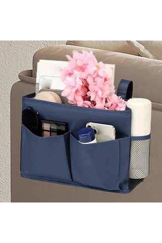Trendooze Dergi İçin Hafif Lacivert Başucu Caddy Asılı Yatak Düzenleyici Lacivert