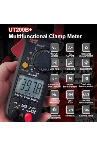 Akım Ölçüm Pensesi, Unı-t Ut200b+ Akım Pensesi Ac Akım True Rms Akım Ölçüm Cihazı Otomatik Ranging Ac/dc Geri