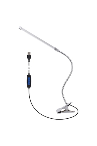 Yunboo 10w Monokrom Işıklı Şarjlı Sürekli Dimmable Klemli Lamba - Dormoda Yatak Odası Kitap Okuma Işığı Parlak Gümüş Gümüş