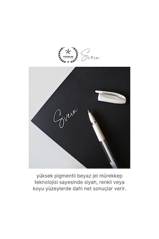 Özel Beyaz Renk Jel Mürekkepli Tükenmez Kalem Çizim Not İş Yazı Kalemi Arkadaşa Öğretmen Hediye 1 Mm Çok Renkli