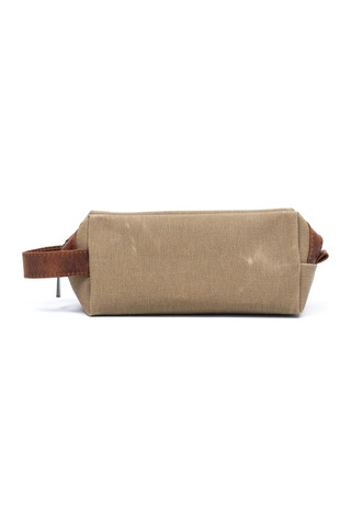 Gillario Design 06 Unisex Kanvas Kumaş+deri Camel-taba Eskitme Dopp Kit