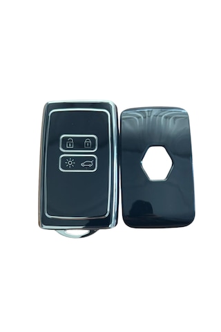 Autohan Keys Lüx Renault Anahtar Kılıfı, Clio E-tech, Austral, Megane 4, Talisman, Clio 5 Uyumlu, Siyah-gümüş