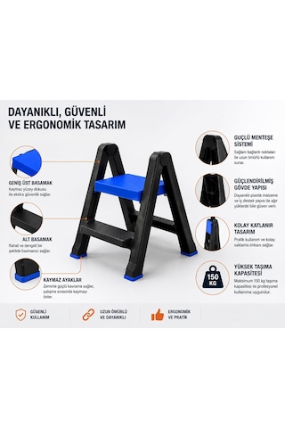 Lexroo 2 Basamaklı Katlanabilir Merdiven