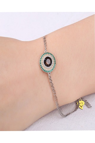 Brezza Lusso Jewelry Sultanit Zümrüt Taşlı Işıltılı Endam Kadın Gümüş Bileklik