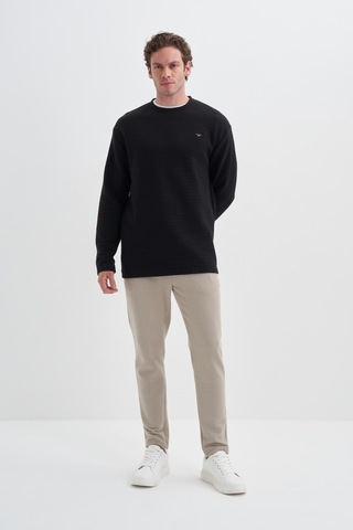 Cazador 50690 Erkek Bisiklet Yaka Sweatshirt Siyah