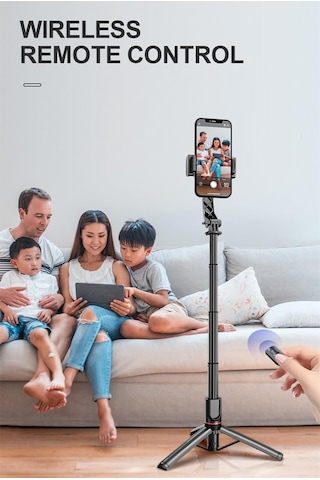 Gimbal Stabilizer Selfie Stick Tripod 2'si 1 Arada Kablosuz Bluetooth Uzaktan Kumandalı, 700mm Ayarlanabilir Yükse