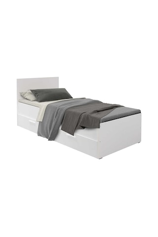 Çekmeceli Tek Kişilik Karyola-mat Beyaz Beyaz 99x88x195 Cm Gxyxd