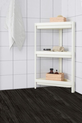 3 Katlı Köşeli Beyaz Banyo Rafı Beyaz