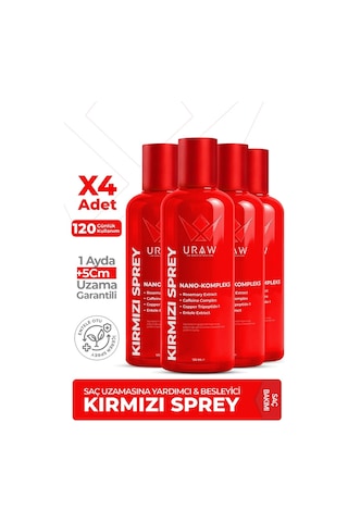 Uraw Yoğun Bakım ve Hızlı Uzama Desteği Kırmızı Sprey 4’lü Set