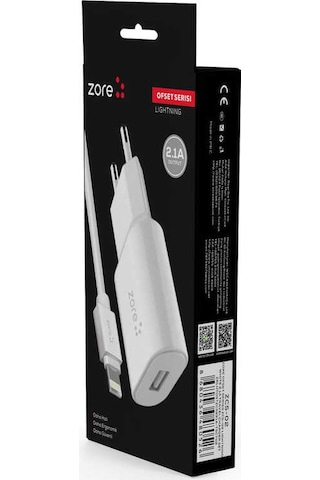 Mobilefix Ofset Serisi Zcs-02 Lightning 2 İn 1 Ev Şarj Seti 2.1a - Beyaz Beyaz