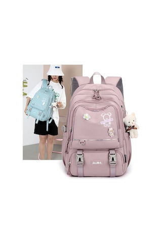 Yeni Ortaokul Okul Çantası Kız Büyük Kapasiteli Öğrenci Omuz Çantası pembe