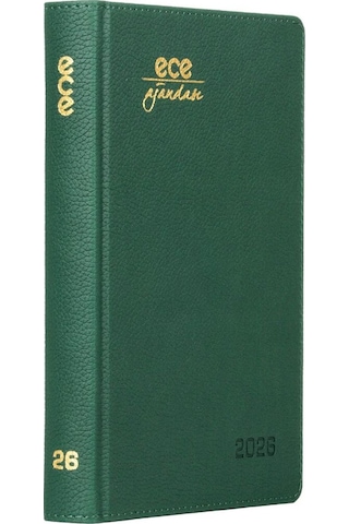 Ece Ajandası Kemer 2026 Yeşil - Günlük Çizgili Sert Kapak 14x20 Yeşil