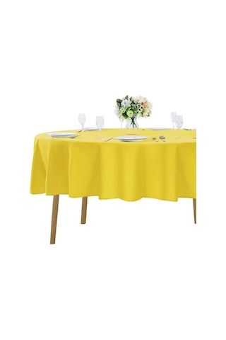 Sıvıya Dayanıklı Dertsiz Oval Masa Örtüsü Sarı 160 X 300 160 x 300