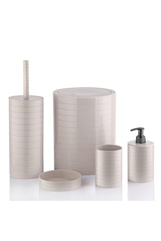 5 Li Lüx Banyo Seti Kullanışlı Sağlam Şık Banyo Seti Krem-ma014
