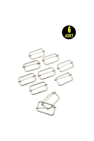 Usin 6 Adet 1,5 Cm Lik Metal Gümüş Çanta Sapı Kemer Dar Kolon Kumaş Boy Ayar Tokası Klipsi