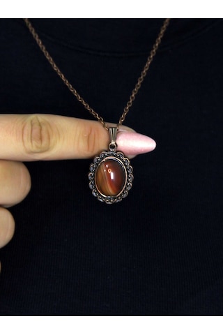 Doğal Taş Yemen Akik Doğal Taşlı Kadın Doğal Taş Otantik Kolye Euk27byma Turuncu