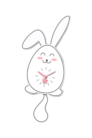 Homyl Tavşan Sarkaçlı Duvar Saati Sessiz Saat Akrilik Askılı Stil A