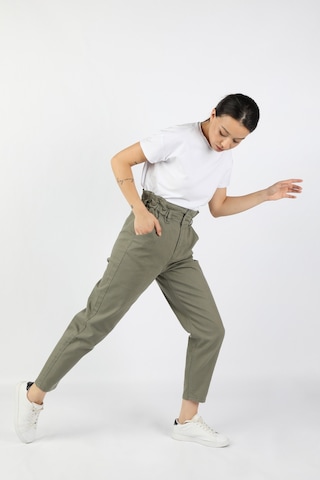 Balins Kadın Beli Lastikli Gabardin Pantolon Haki