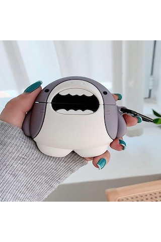 Microsonic Samsung Galaxy Uyumlu Buds 3 Pro Kılıf Cartoon Figürlü Silikon Crtn-fgr-kpkblk Beyaz - Gri