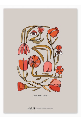 Anason İşleri Güller Ve Gözler Viskili Poster 50x70cm