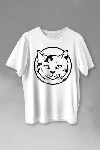 Sevimli Kedi Minik Bıyıklı Cat Minnoş Baskılı Tişört Unisex T-shirt 001