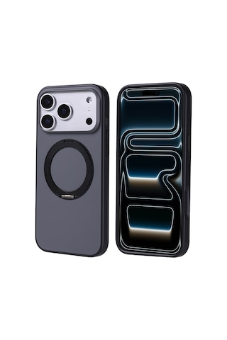 Nourthkiingdom Apple Uyumlu iPhone 17 Pro Max Kılıf M-safe Şarj Özellikli Standlı Nrtk Proton Silikon Kapak - Siyah Siyah