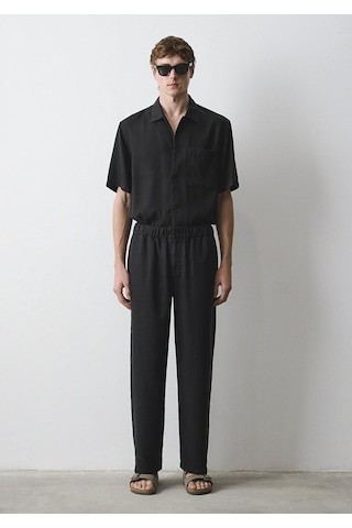 Mavi - Siyah Liyosel Tencel Pantolon 0010591-900