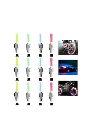 Xindoker 12 Adet Led Jant Işığı 3 Mavi-3 Yeşil-3 Sarı-3 Kırmızı Bisiklet Motosiklet Araç İçin Hareketle Aydınlanır Gece Görünürlüğü Artırır Abss材质