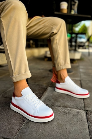 Northal Mn979 - Santoni Gbt Spor Erkek Ayakkabı Beyaz/kırmızı Beyaz - Kırmızı