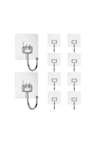 Honmex 7x7cm Süper Güçlü Akrilik Zımba - Yerleştirme Olmadan 44 Lbs Taşıyor, Rustsuz, Banyo/mutfak Uygun 20 Adet Şeffaf