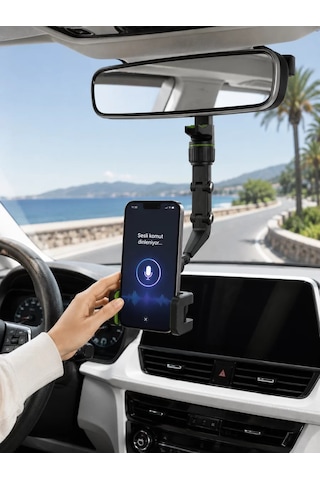 Araç İçi Telefon Standı Dikiz Aynasına Takılan Ayarlanabilir Telefon Tutucu Belirtilmemiş