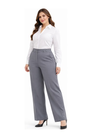 Kübra Kadın Boru Paça Kumaş Pantolon Bgl-st05386 Koyu Gri
