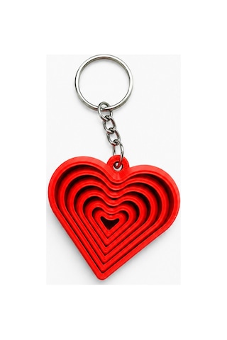 Tarzınıseç 3d Kırmızı Kalp Anahtarlık Charm 2'li Set